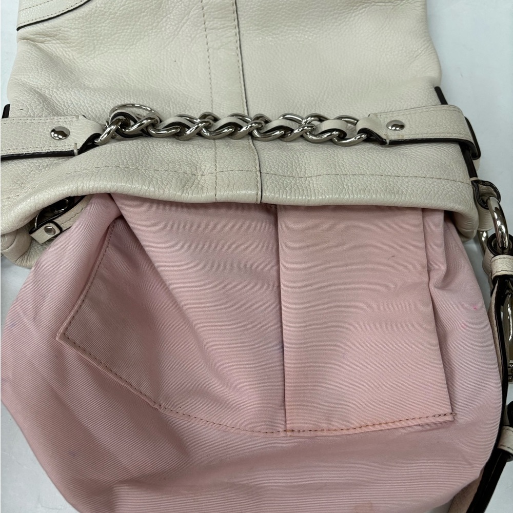 Coach Ivory White Leather Bag with Silver Hardware Style F19722 - Picture 8 of 16